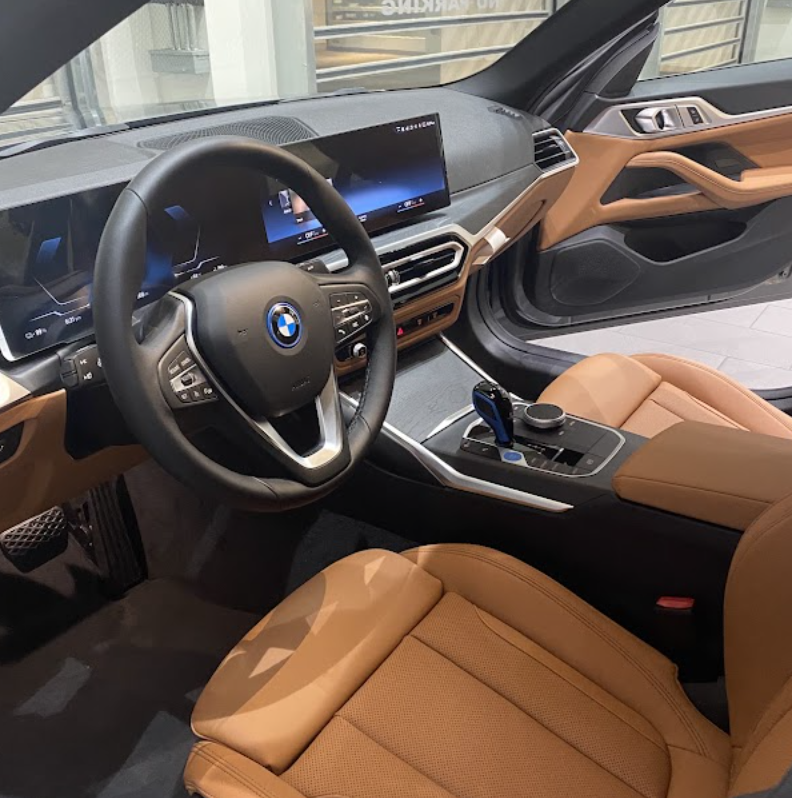 BMW interior with tan leather seats detailed and UV protected