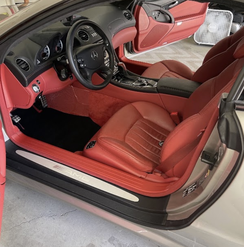 Red leather Mercedes-Benz AMG interior cleaned and conditioned
